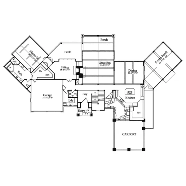 Country House Plan First Floor - Mayer Stream Luxury Home 082D-0050 - Shop House Plans and More