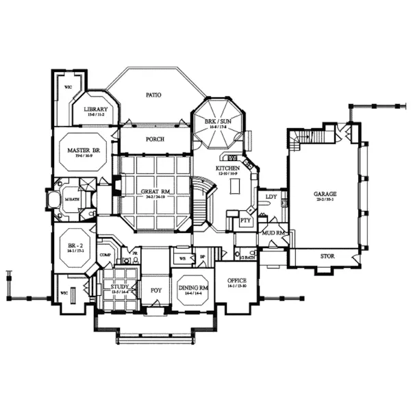 Luxury House Plan First Floor - McKillip Luxury Georgian Home 082D-0051 - Shop House Plans and More