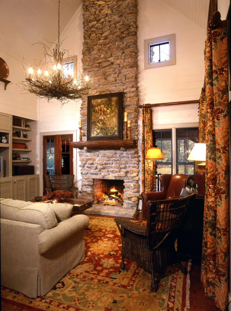 Cabin & Cottage House Plan Fireplace Photo 01 - Wells Branch Cabin Farmhouse 082D-0065 - Shop House Plans and More