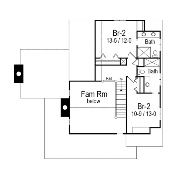 Mountain House Plan Second Floor - Wells Branch Cabin Farmhouse 082D-0065 - Shop House Plans and More