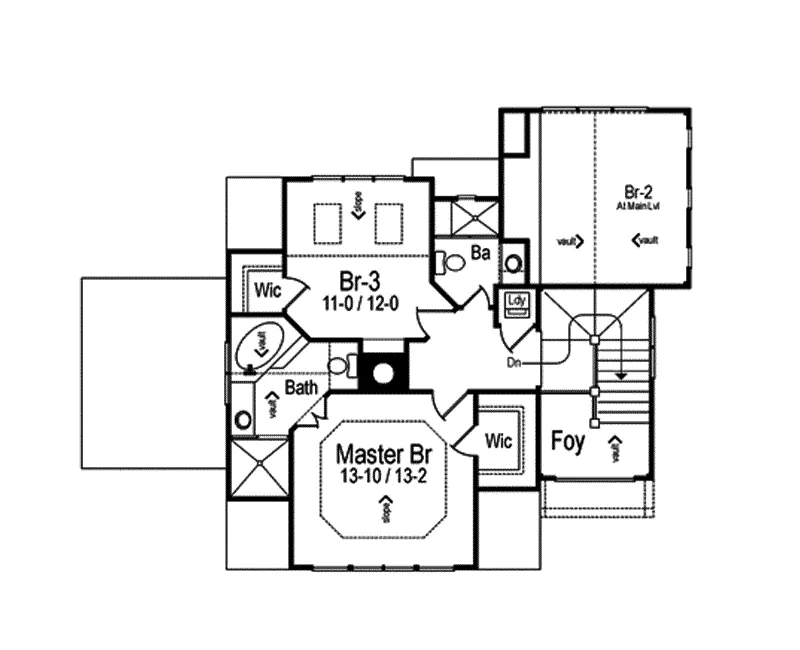 Arts & Crafts House Plan Second Floor - Grinnell Terrace European Home 082D-0066 - Search House Plans and More