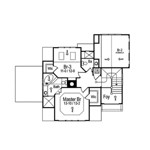 Craftsman House Plan Second Floor - Grinnell Terrace European Home 082D-0066 - Search House Plans and More