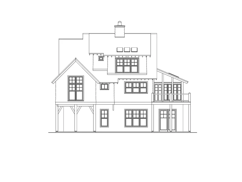 Arts & Crafts House Plan Rear Elevation - Grinnell Terrace European Home 082D-0066 - Search House Plans and More