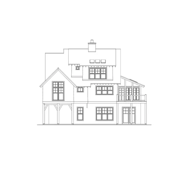 Craftsman House Plan Rear Elevation - Grinnell Terrace European Home 082D-0066 - Search House Plans and More