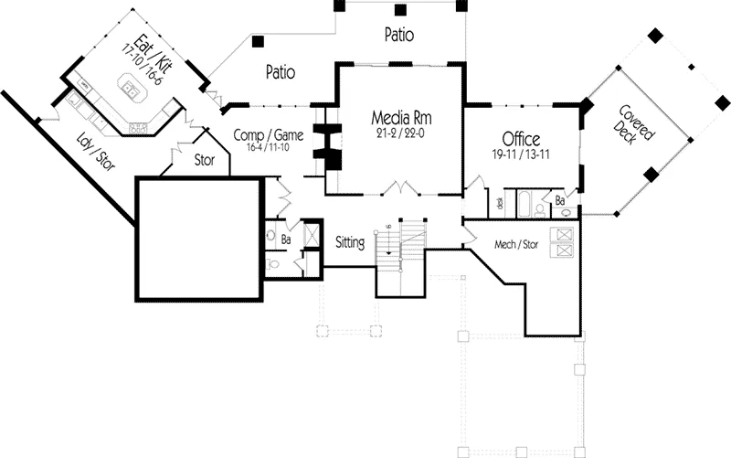 Country House Plan Lower Level Floor - Taos Luxury Mountain Home 082S-0001 - Shop House Plans and More