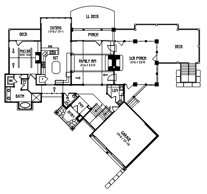 Rustic House Plan First Floor - Humphrey Creek Rustic Home 082S-0002 - Search House Plans and More