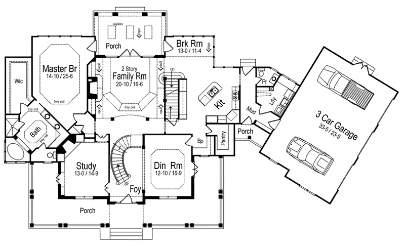 Farmhouse Plan First Floor - Avanti Acadian Country Home 082S-0003 - Search House Plans and More