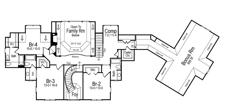 Southern House Plan Second Floor - Avanti Acadian Country Home 082S-0003 - Search House Plans and More