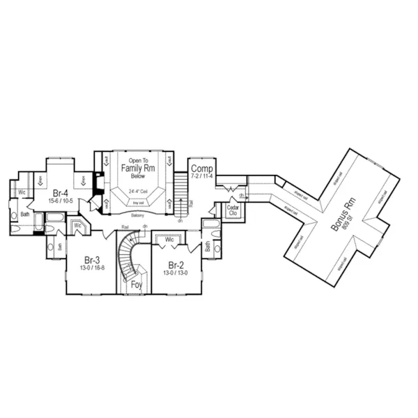 Southern House Plan Second Floor - Avanti Acadian Country Home 082S-0003 - Search House Plans and More