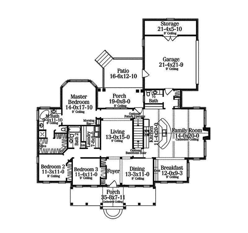 Ranch House Plan First Floor - Whittington Place Plantation Home 084D-0001 - Shop House Plans and More