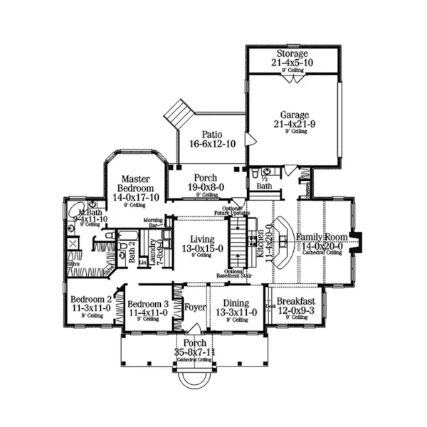 Colonial House Plan First Floor - Whittington Place Plantation Home 084D-0001 - Shop House Plans and More