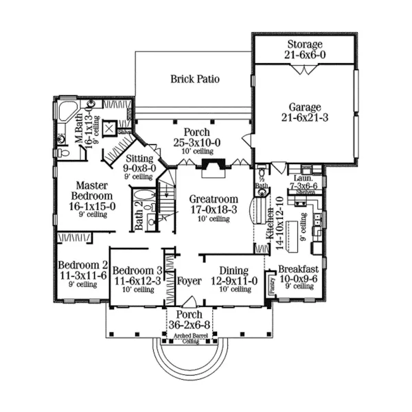 Colonial House Plan First Floor - Campbell Hill Traditional Home 084D-0003 - Search House Plans and More