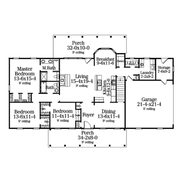 Lowcountry House Plan First Floor - Mystic Valley Country Home 084D-0018 - Shop House Plans and More