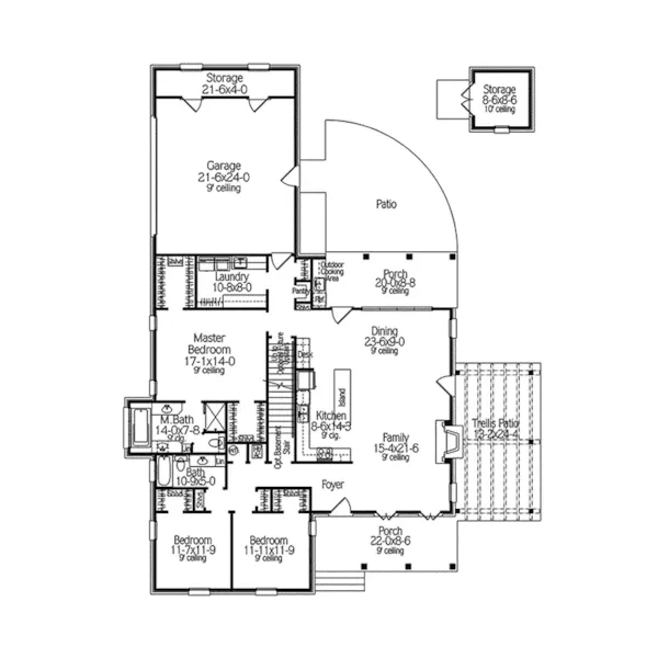 Traditional House Plan First Floor - Spring Hill Farm Ranch Home 084D-0021 - Shop House Plans and More