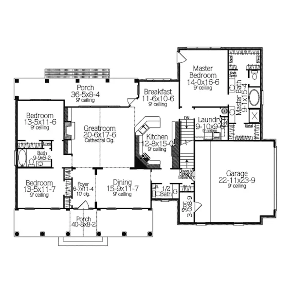 Traditional House Plan First Floor - Bywell Traditional Home 084D-0022 - Search House Plans and More