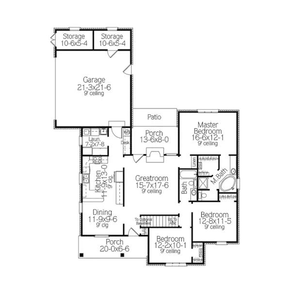 Ranch House Plan First Floor - Summerhaven Ranch Home 084D-0023 - Shop House Plans and More