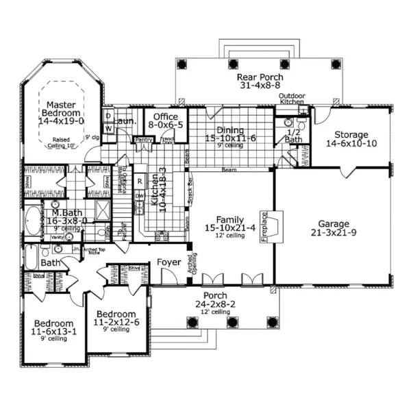 Country House Plan First Floor - Nikolai Traditional Home 084D-0024 - Shop House Plans and More