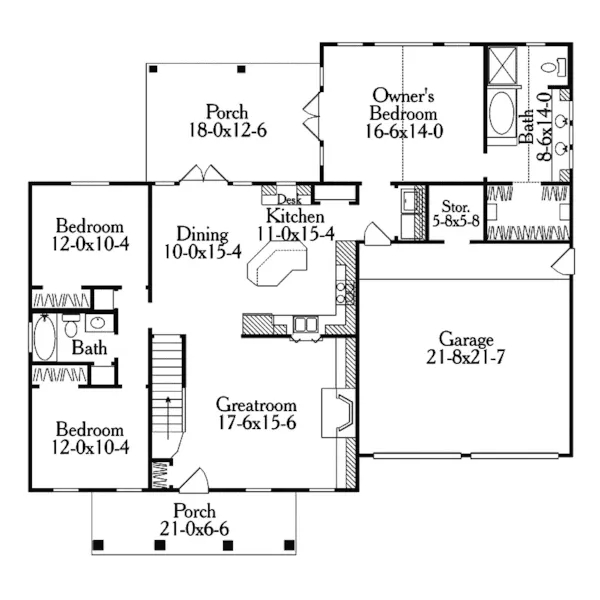 Traditional House Plan First Floor - Layton Hollow Country Home 084D-0026 - Shop House Plans and More