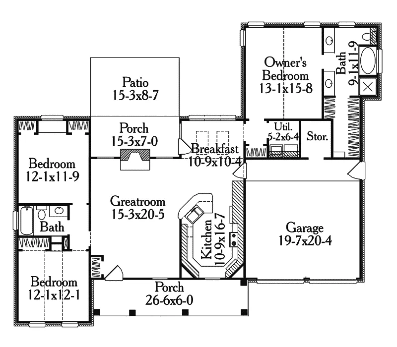 Country House Plan First Floor - Greenhaven Traditional Home 084D-0028 - Search House Plans and More