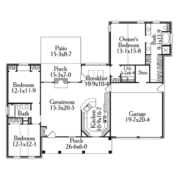 Country House Plan First Floor - Greenhaven Traditional Home 084D-0028 - Search House Plans and More