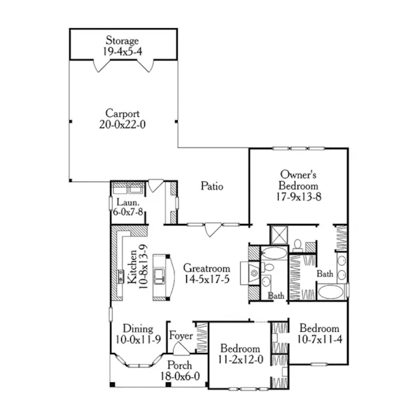 Traditional House Plan First Floor - Homeward Country Ranch Home 084D-0031 - Search House Plans and More