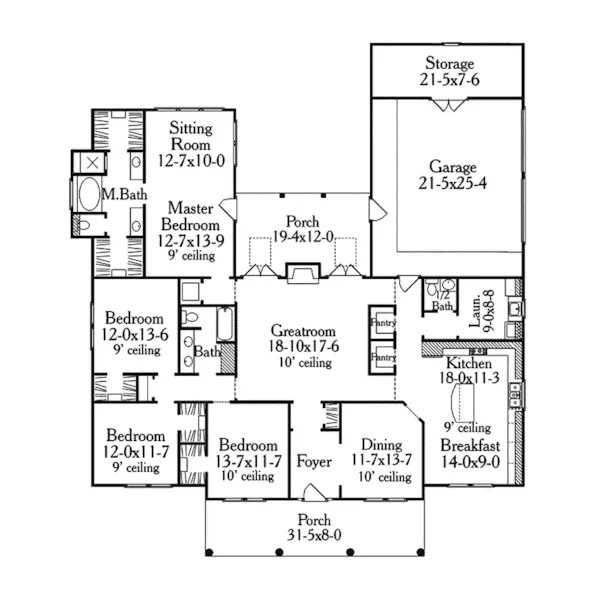 Ranch House Plan First Floor - Veronica Country Home 084D-0033 - Shop House Plans and More