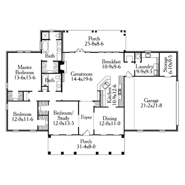 Colonial House Plan First Floor - Sansonnet Traditional Home 084D-0036 - Shop House Plans and More