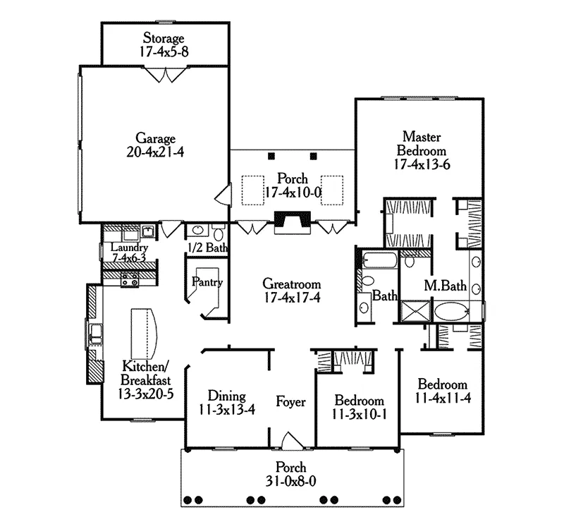 Colonial House Plan First Floor - Deacon Traditional Home 084D-0042 - Search House Plans and More
