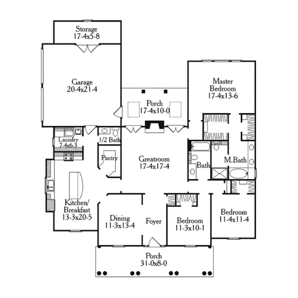 Traditional House Plan First Floor - Deacon Traditional Home 084D-0042 - Search House Plans and More