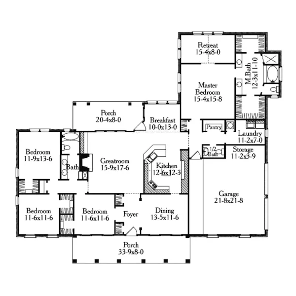 Traditional House Plan First Floor - Breck Country Home 084D-0045 - Search House Plans and More