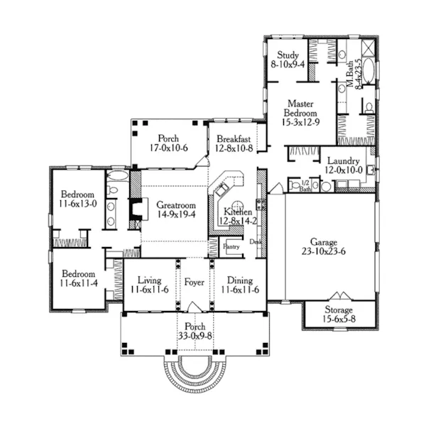 Colonial House Plan First Floor - Omega Traditional Home 084D-0047 - Shop House Plans and More