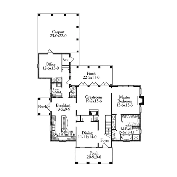 Southern Plantation House Plan First Floor - SummerLake Plantation Home 084D-0048 - Shop House Plans and More