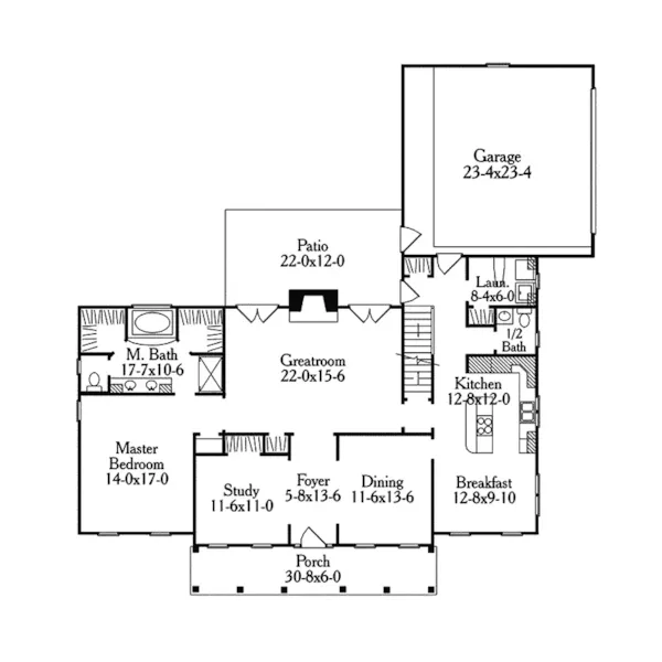 Country House Plan First Floor - Fenwick Crest Country Home 084D-0049 - Search House Plans and More