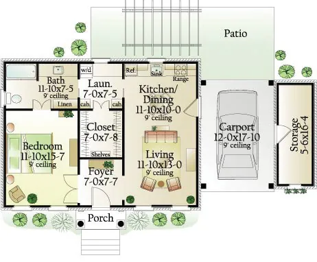 Colonial Home Plan First Floor 3D 084D-0051