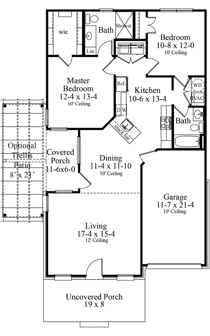 Ranch House Plan First Floor - Belle Cove European Home 084D-0052 - Search House Plans and More
