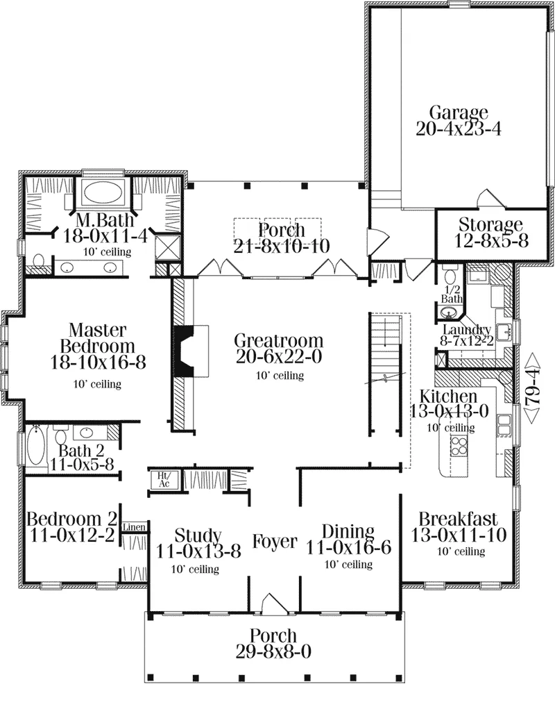 Southern House Plan First Floor - 084D-0053 - Shop House Plans and More
