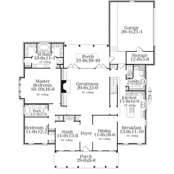 Country House Plan First Floor - Bellmont Lane Southern Home 084D-0053 - Shop House Plans and More