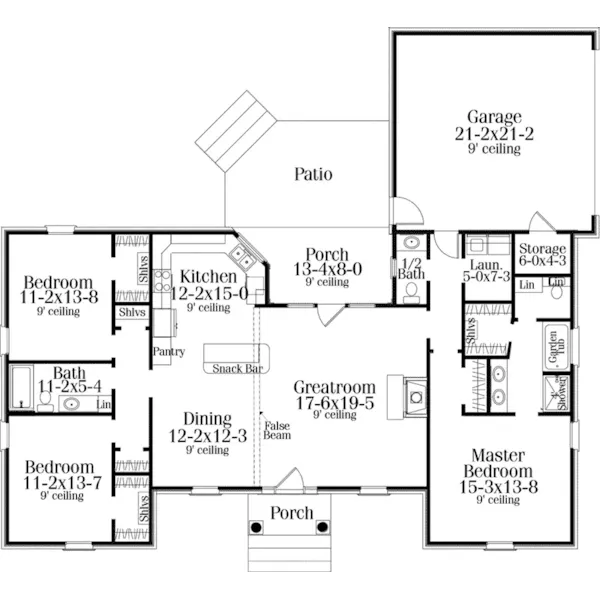 Traditional House Plan First Floor - Powell Bay Ranch Home 084D-0055 - Shop House Plans and More