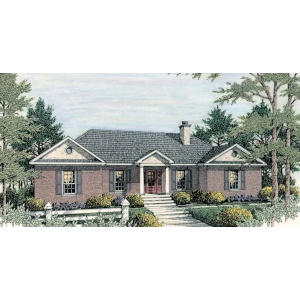 Southern House Plan Front of Home - Powell Bay Ranch Home 084D-0055 - Shop House Plans and More