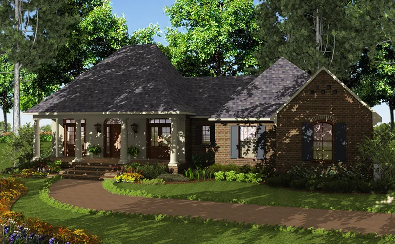 Country French House Plan Front of Home - 084D-0057 - Shop House Plans and More