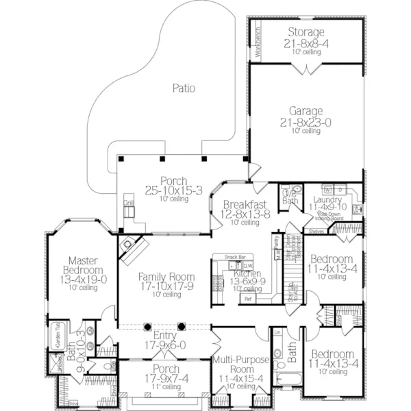 Traditional House Plan First Floor - Ewell European Home 084D-0058 - Shop House Plans and More