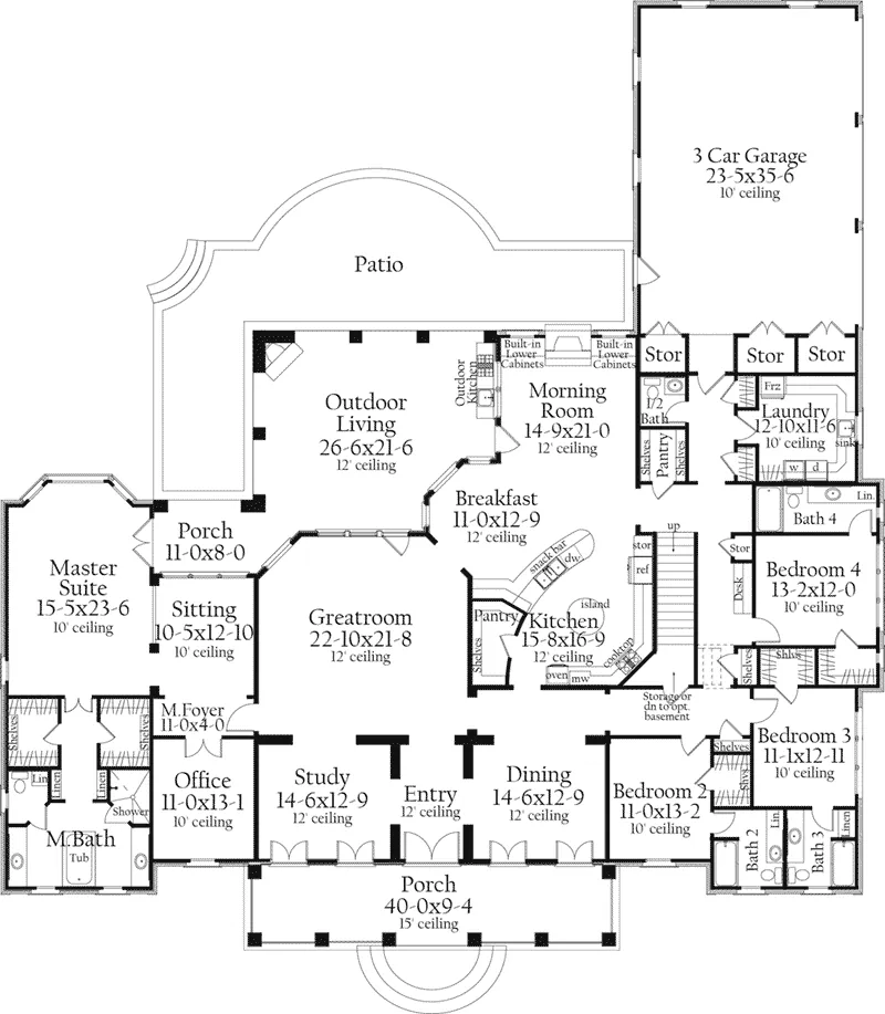 Luxury House Plan First Floor - Casadore Southern Home 084D-0059 - Search House Plans and More