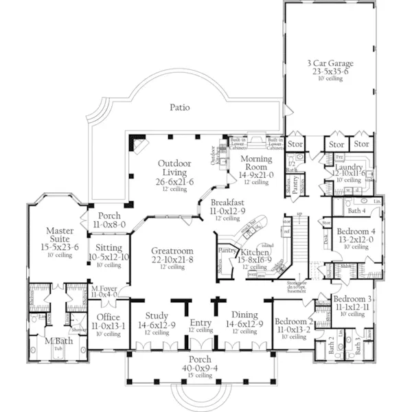 Luxury House Plan First Floor - Casadore Southern Home 084D-0059 - Search House Plans and More