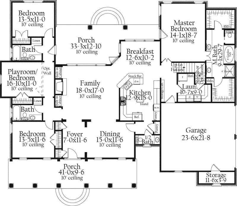 Ranch House Plan First Floor - Clark Bend Southern Home 084D-0061 - Search House Plans and More