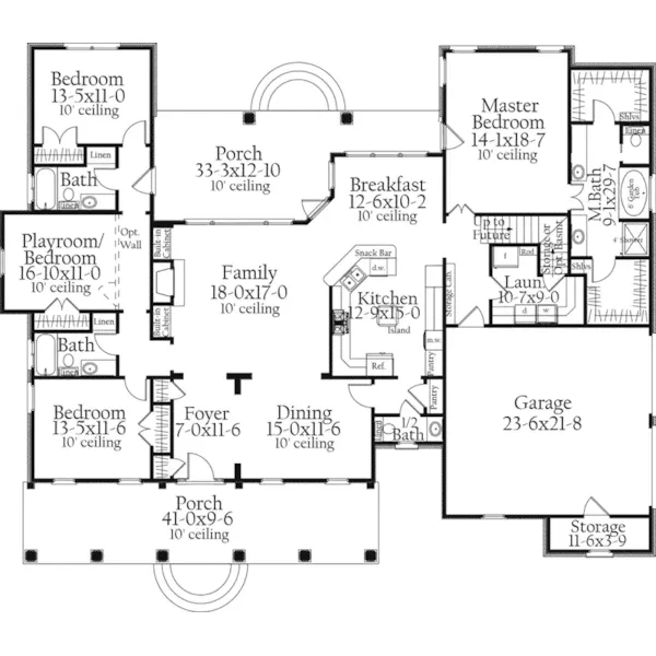 Traditional House Plan First Floor - Clark Bend Southern Home 084D-0061 - Search House Plans and More