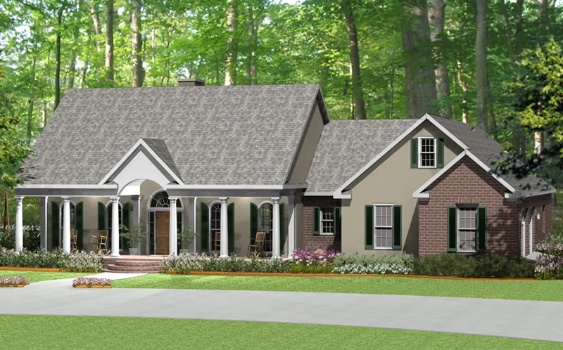 Ranch House Plan Front of Home - Clark Bend Southern Home 084D-0061 - Search House Plans and More