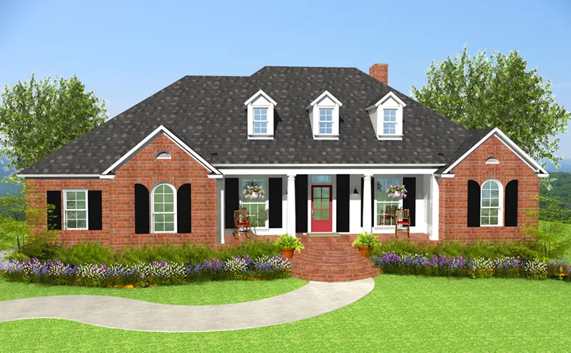 Ranch House Plan Front of Home - Glover Lake Southern Home 084D-0064 - Search House Plans and More