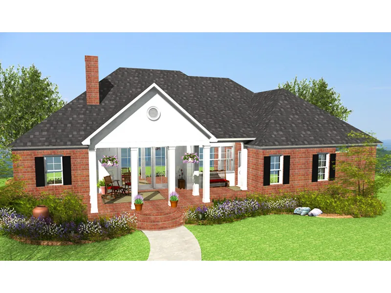 Ranch House Plan Rear Photo 01 - Glover Lake Southern Home 084D-0064 - Search House Plans and More