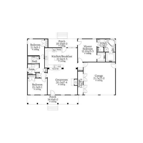 Southern House Plan First Floor - Grassham Ranch Home 084D-0065 - Search House Plans and More