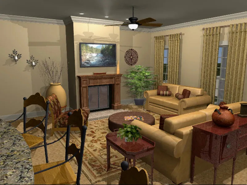 Cabin & Cottage House Plan Living Room Photo 01 - Grassham Ranch Home 084D-0065 - Search House Plans and More